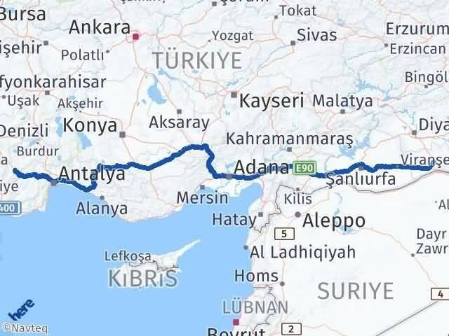 Mardin Çavdır Burdur Arası Kaç Km - Yol Haritası