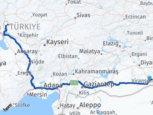 Mardin Çelebi Kırıkkale Arası Kaç Km - Yol Haritası