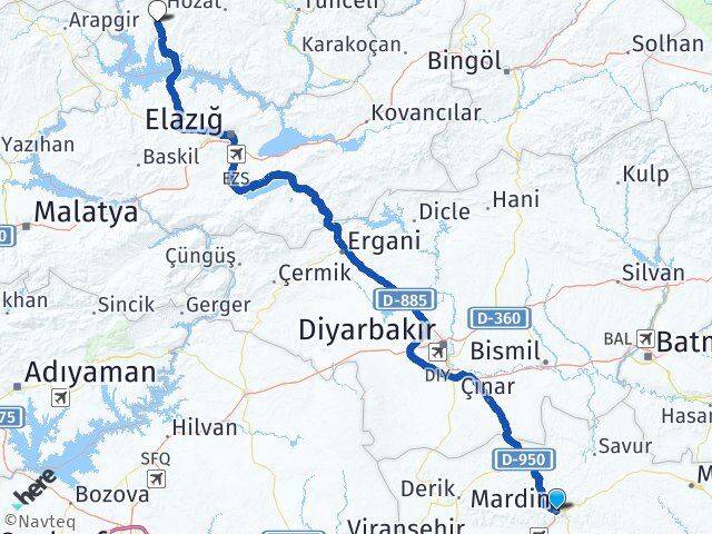 Mardin Çemişgezek Tunceli Arası Kaç Km - Yol Haritası