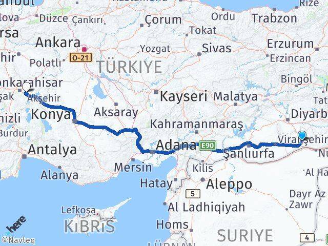 Mardin Çobanlar Afyonkarahisar Arası Kaç Km - Yol Haritası