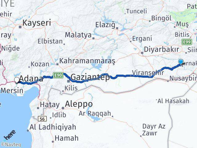Mardin Dargeçit Adana Arası Kaç Km - Yol Haritası
