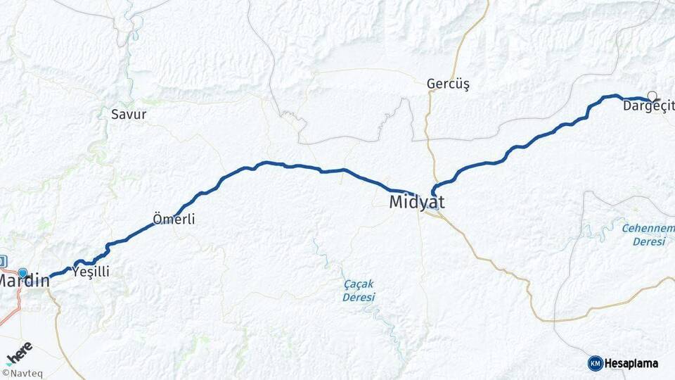 Mardin Dargeçit Arası Kaç Km - Yol Haritası