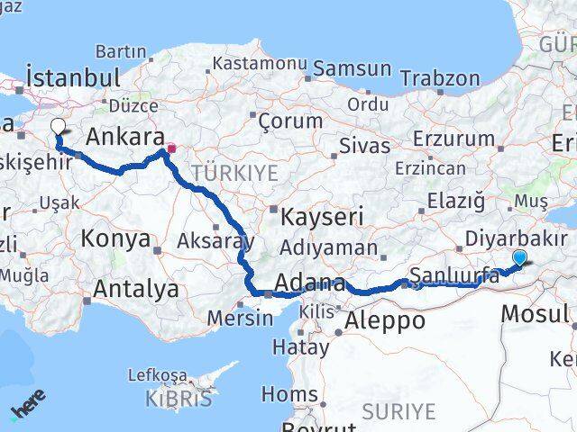 Mardin Dargeçit Bilecik Arası Kaç Km - Yol Haritası