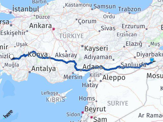 Mardin Dargeçit Denizli Arası Kaç Km - Yol Haritası