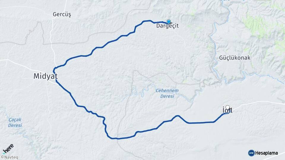 Mardin Dargeçit İdil Şırnak Arası Kaç Km - Yol Haritası