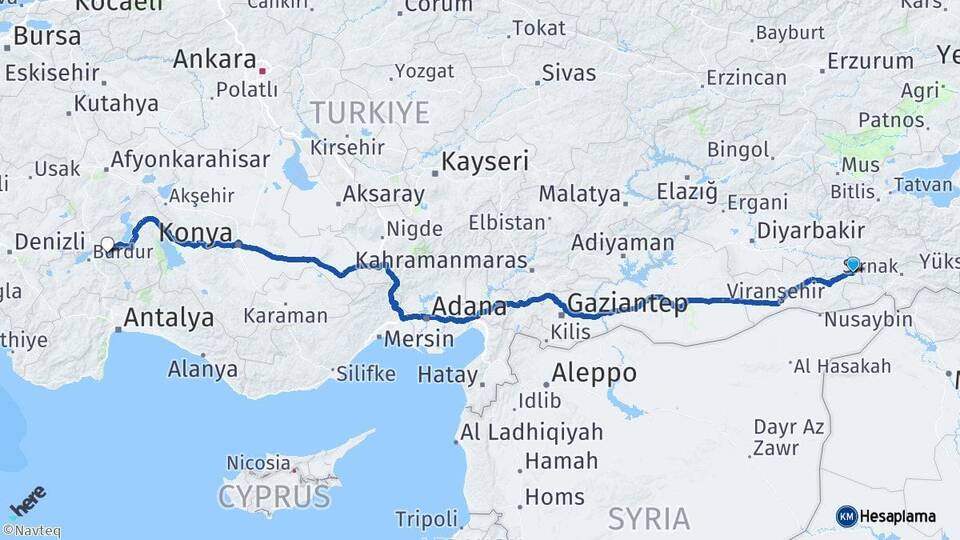 Mardin Dargeçit Isparta Arası Kaç Km - Yol Haritası