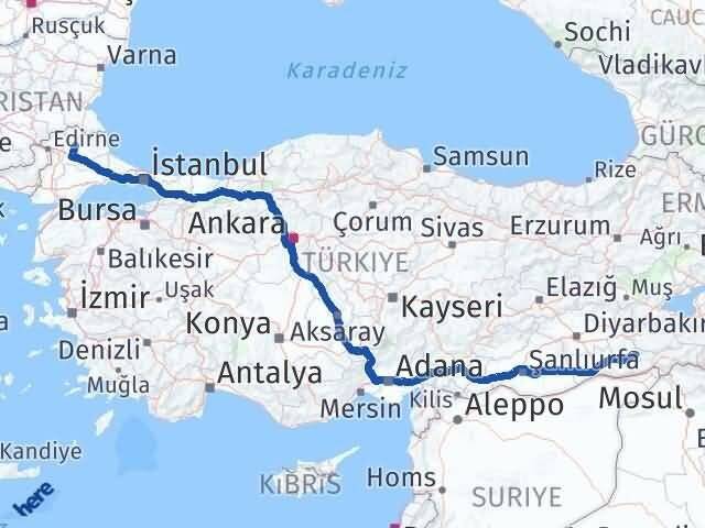 Mardin Dargeçit Kırklareli Arası Kaç Km - Yol Haritası
