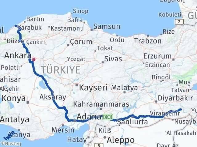 Mardin Dargeçit Zonguldak Arası Kaç Km - Yol Haritası