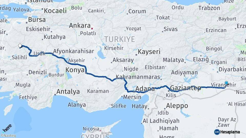 Mardin Demirci Manisa Arası Kaç Km - Yol Haritası