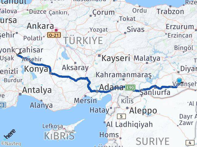Mardin Derik Afyonkarahisar Arası Kaç Km - Yol Haritası