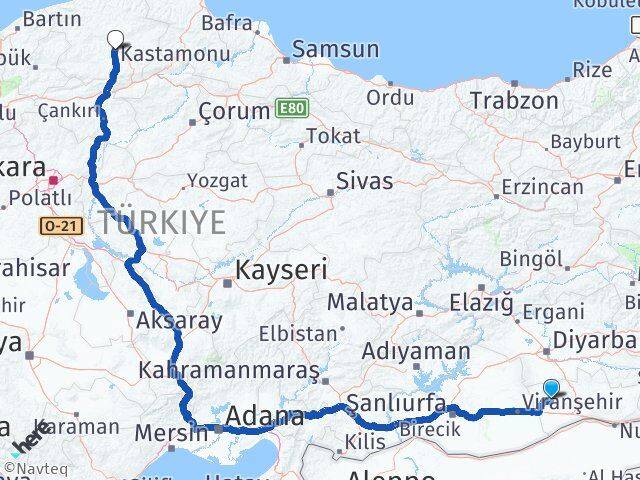 Mardin Derik Kastamonu Arası Kaç Km - Yol Haritası