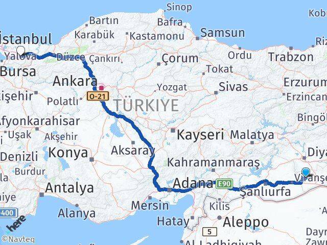 Mardin Derik Kocaeli Arası Kaç Km - Yol Haritası