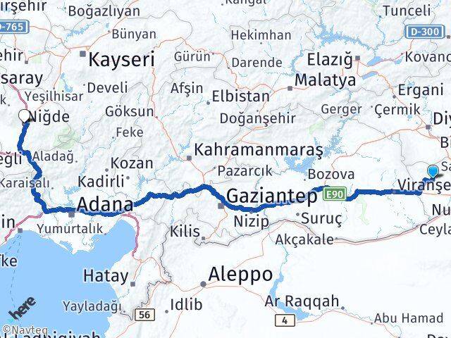 Mardin Derik Niğde Arası Kaç Km - Yol Haritası