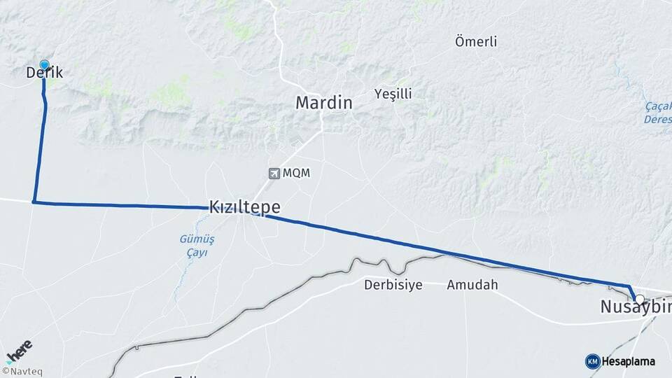 Mardin Derik Nusaybin Arası Kaç Km - Yol Haritası