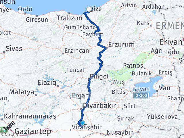Mardin Derik Rize Arası Kaç Km - Yol Haritası
