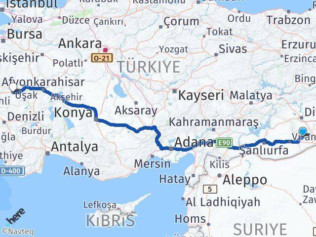 Mardin Derik Uşak Arası Kaç Km - Yol Haritası
