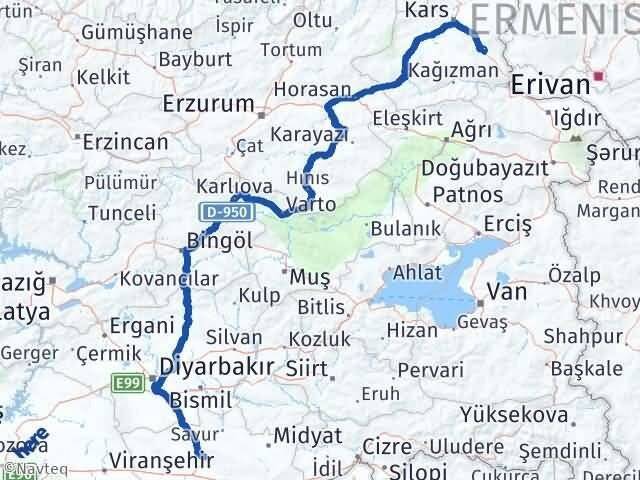 Mardin Digor Kars Arası Kaç Km - Yol Haritası