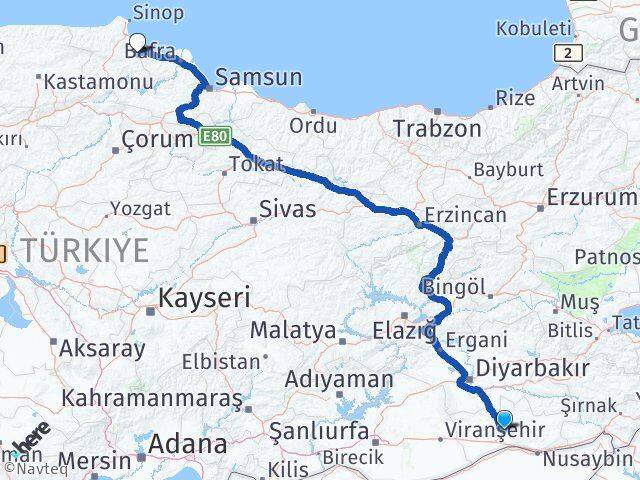 Mardin Dikmen Sinop Arası Kaç Km - Yol Haritası