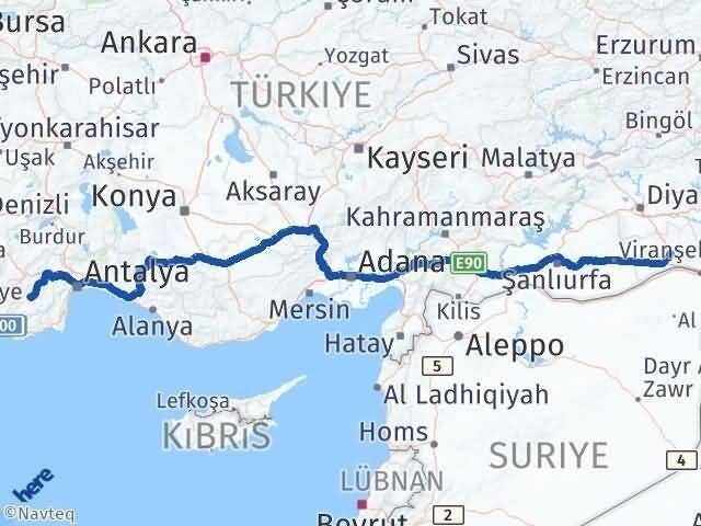 Mardin Elmalı Antalya Arası Kaç Km - Yol Haritası