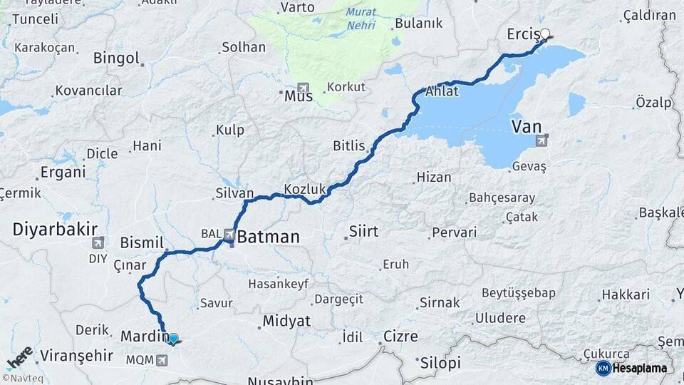 Mardin Erciş Van Arası Kaç Km - Yol Haritası