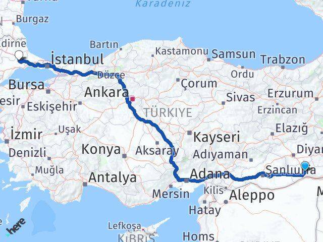Mardin Ergene Tekirdağ Arası Kaç Km - Yol Haritası