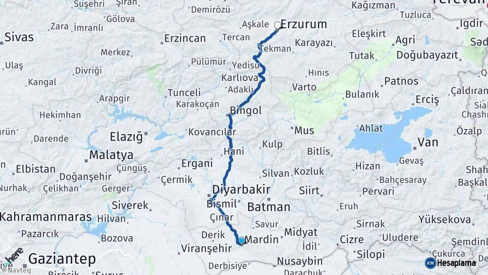 Mardin Erzurum Arası Kaç Km - Yol Haritası