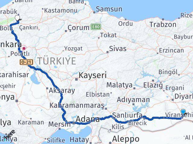Mardin Eskipazar Karabük Arası Kaç Km - Yol Haritası