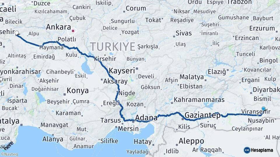 Mardin Eskişehir Arası Kaç Km - Yol Haritası