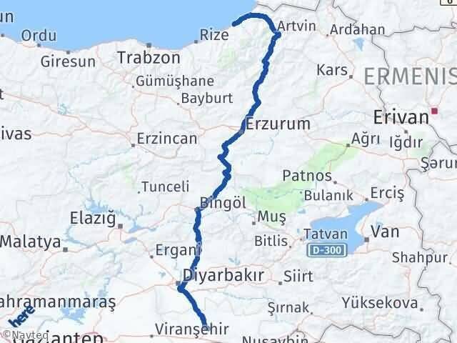 Mardin Fındıklı Rize Arası Kaç Km - Yol Haritası
