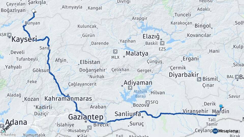 Mardin Gemerek Sivas Arası Kaç Km - Yol Haritası