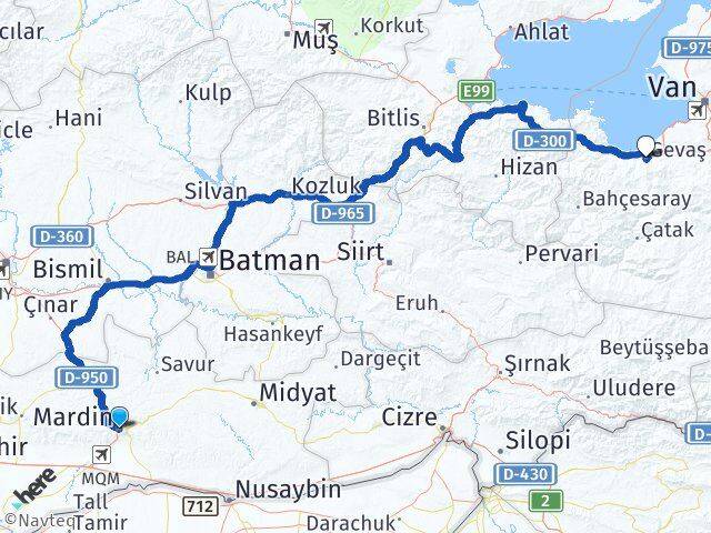 Mardin Gevaş Van Arası Kaç Km - Yol Haritası
