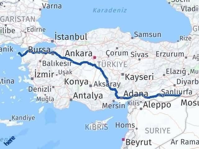 Mardin Gökçeada Çanakkale Arası Kaç Km - Yol Haritası