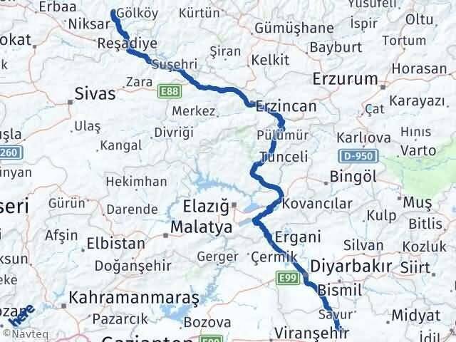 Mardin Gölköy Ordu Arası Kaç Km - Yol Haritası