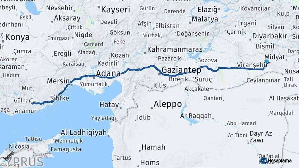 Mardin Gülnar Arası Kaç Km - Yol Tarifi