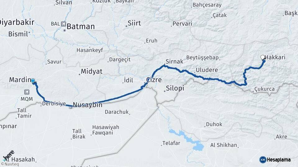 Mardin Hakkari Arası Kaç Km - Yol Haritası