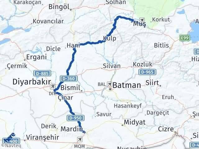 Mardin Hasköy Muş Arası Kaç Km - Yol Haritası
