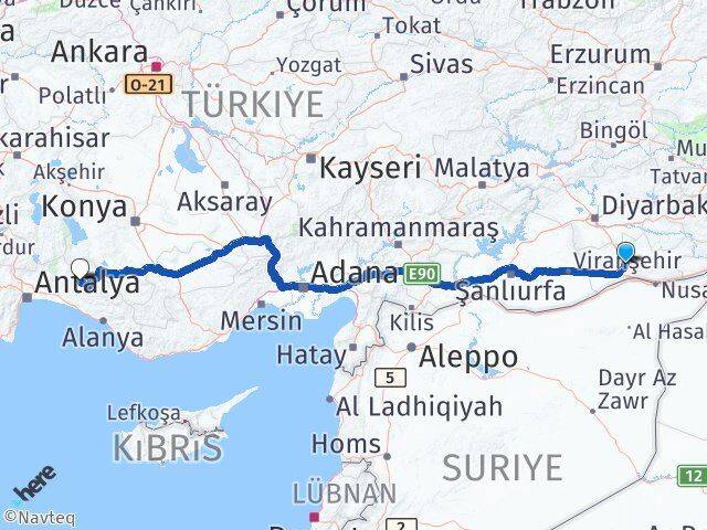 Mardin İbradı Antalya Arası Kaç Km - Yol Haritası