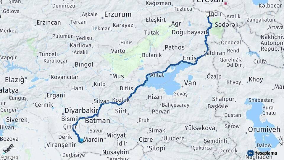 Mardin Iğdır Arası Kaç Km - Yol Haritası