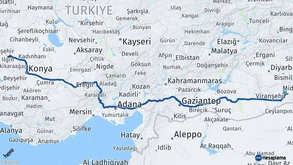 Mardin Ilgın Konya Arası Kaç Km - Yol Haritası