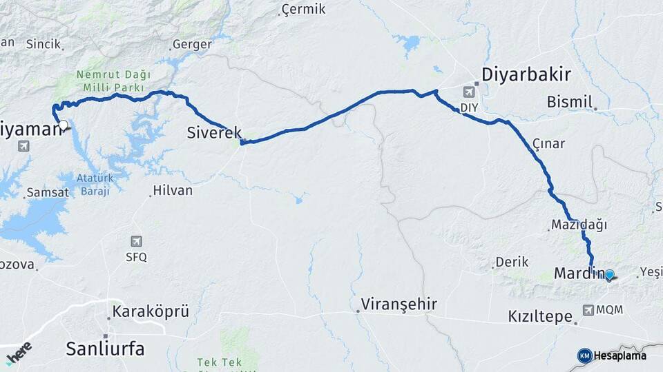 Mardin Kahta Adıyaman Arası Kaç Km - Yol Haritası