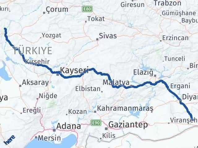 Mardin Kalecik Ankara Arası Kaç Km - Yol Haritası