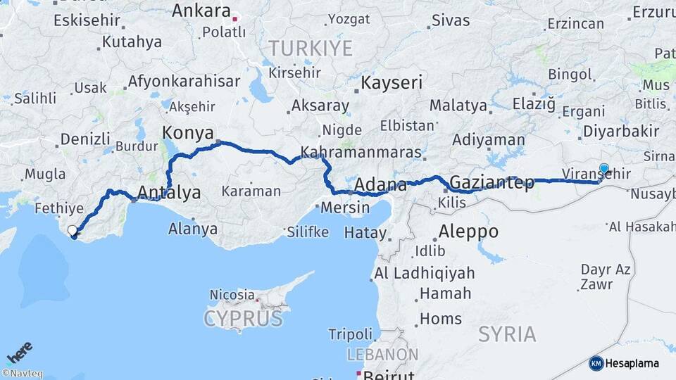 Mardin Kalkan Kaş Antalya Arası Kaç Km - Yol Haritası