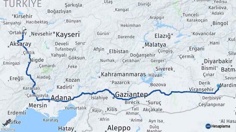 Mardin Kapadokya Havalimanı Arası Kaç Km - Yol Haritası