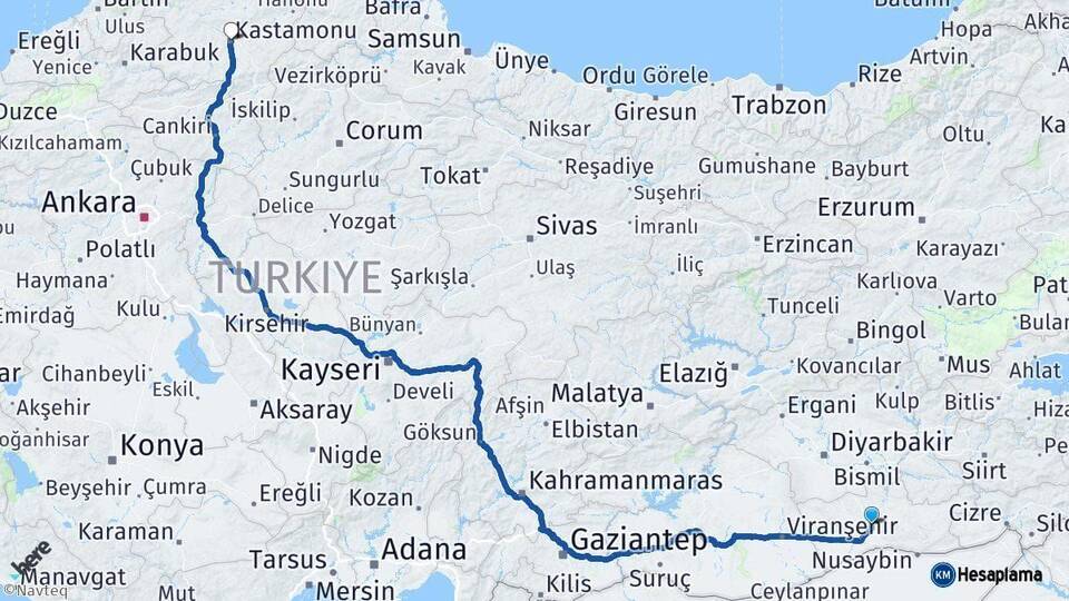 Mardin Kastamonu Arası Kaç Km - Yol Haritası