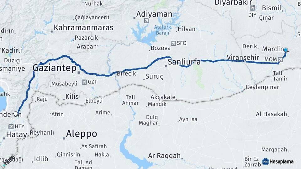 Mardin Kırıkhan Hatay Arası Kaç Km - Yol Haritası