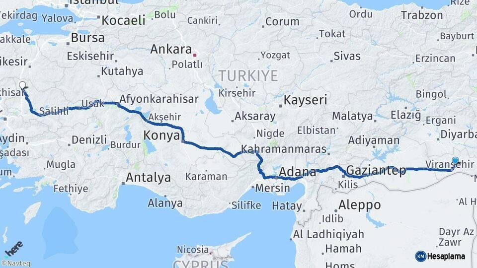 Mardin Kırkağaç Manisa Arası Kaç Km - Yol Haritası