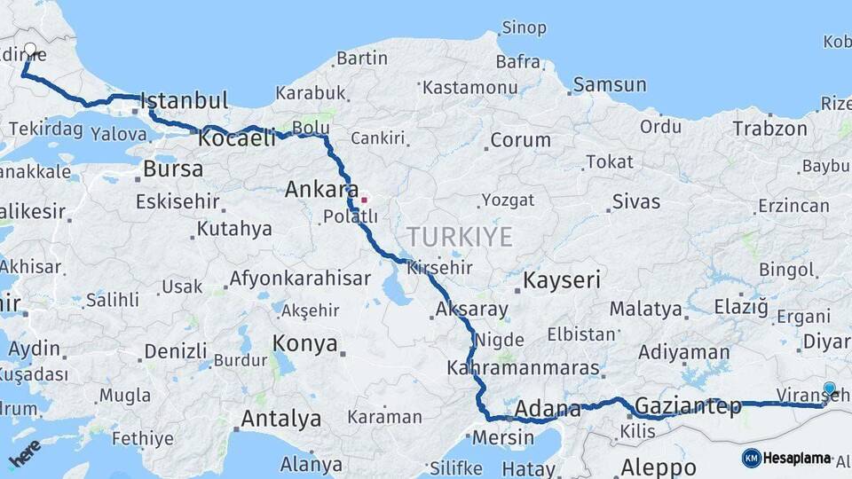 Mardin Kırklareli Arası Kaç Km - Yol Haritası