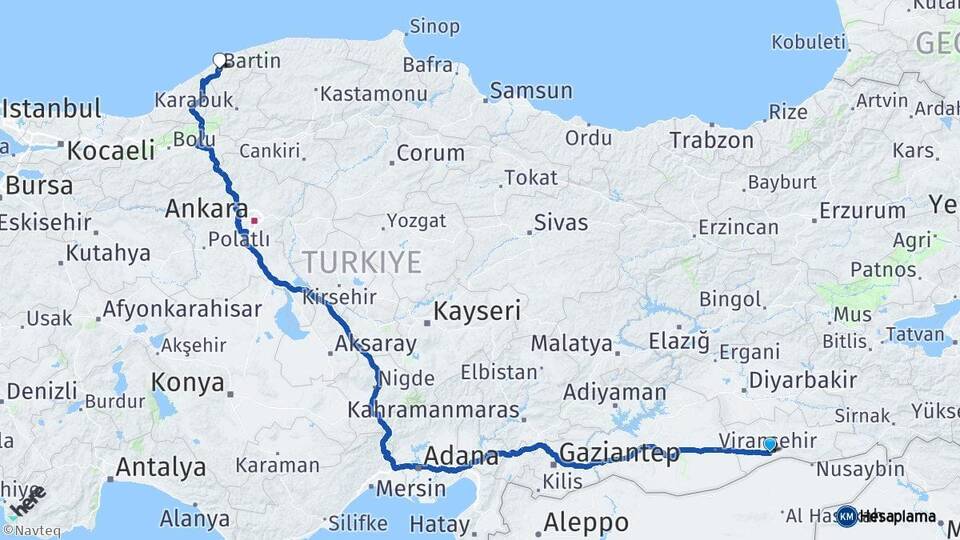 Mardin Kızıltepe Bartın Arası Kaç Km - Yol Haritası