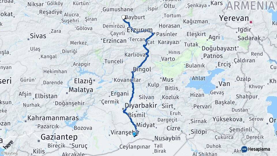 Mardin Kızıltepe Bayburt Arası Kaç Km - Yol Haritası