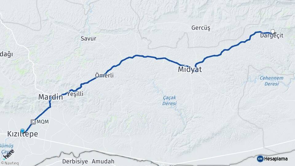 Mardin Kızıltepe Dargeçit Arası Kaç Km - Yol Haritası